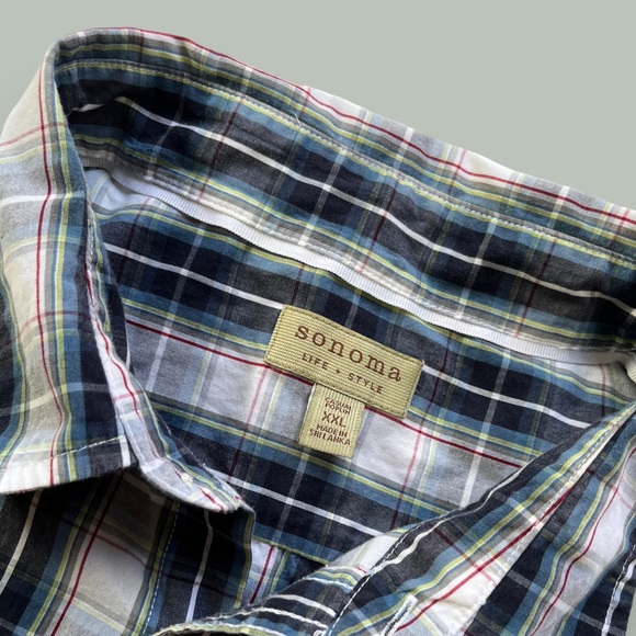 Sonoma Button Down Blue/White Plaid Shirt - Picture 10 of 14